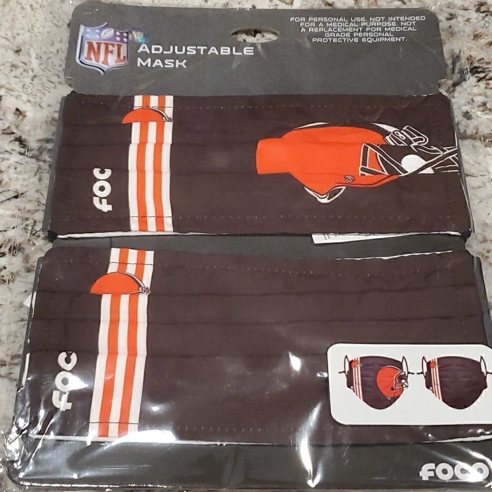 NFL Browns Face Mask 2 pack NWT
